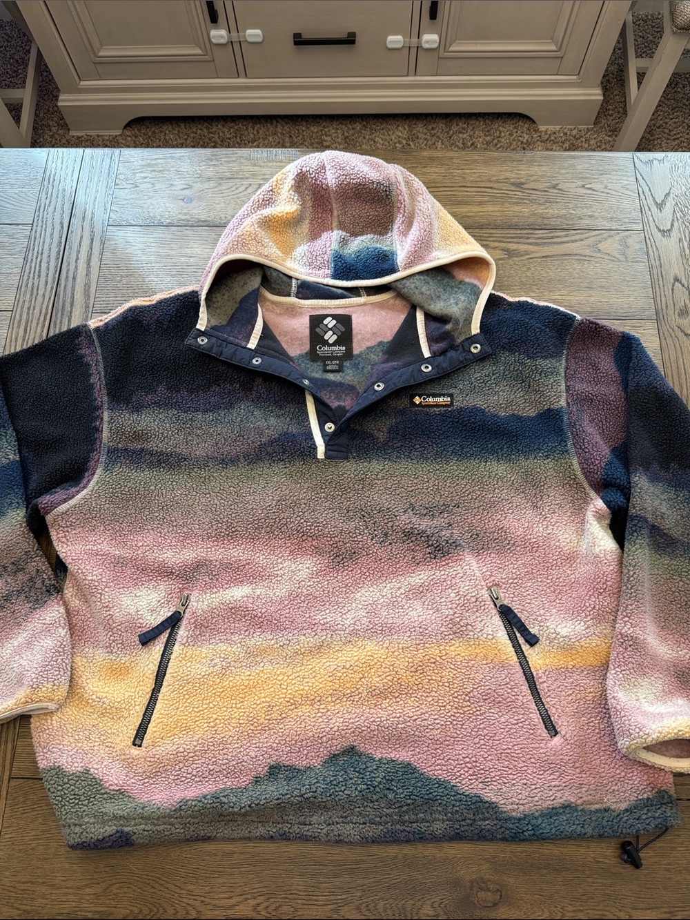 Columbia Multicolor Hooded Zip-Up Fleece Pullover